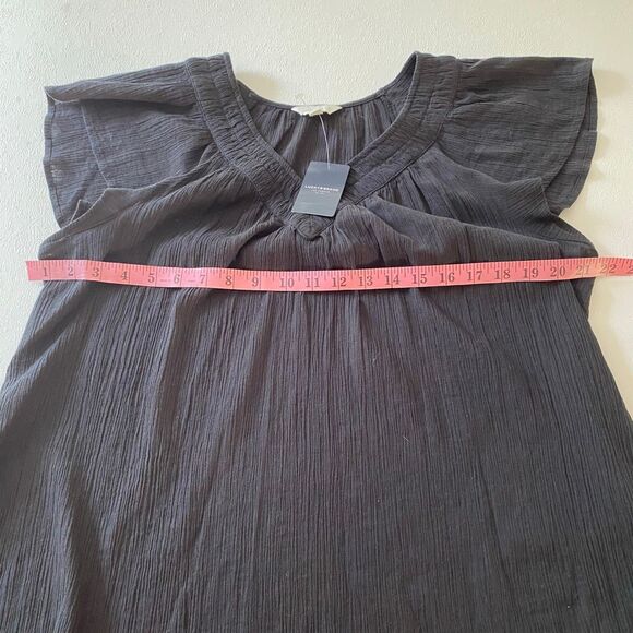 Lucky Brand Black Flutter Sleeve Blouse Women’s Large NWT - Picture 5 of 6